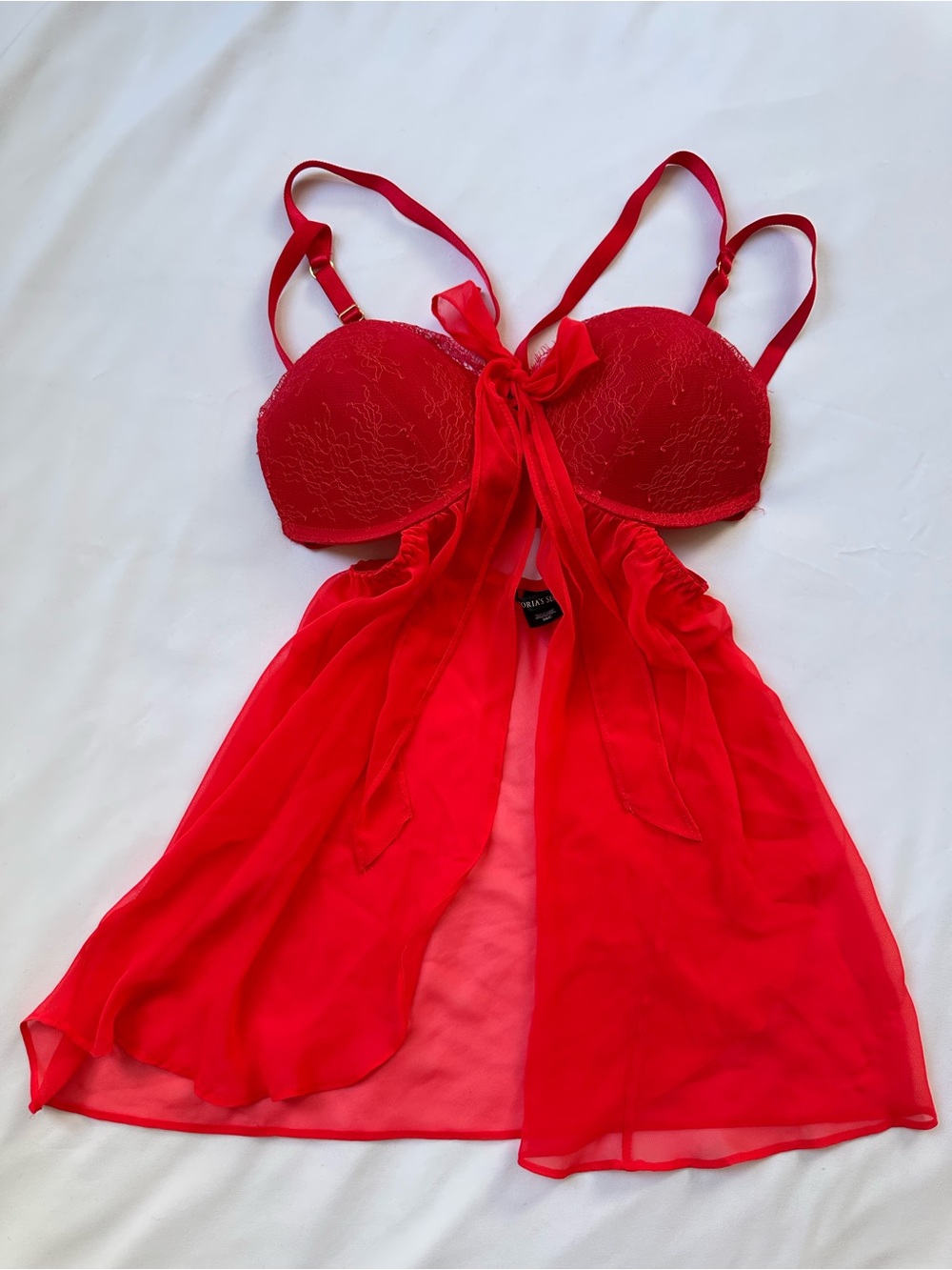 Victoria's Secret Red Lace Babydoll Slip